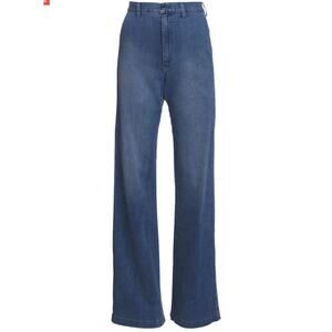 Enza Costa Jean 24 High Waist Wide Leg Denim Baggy Stretch 90s Quiet Luxury Blue